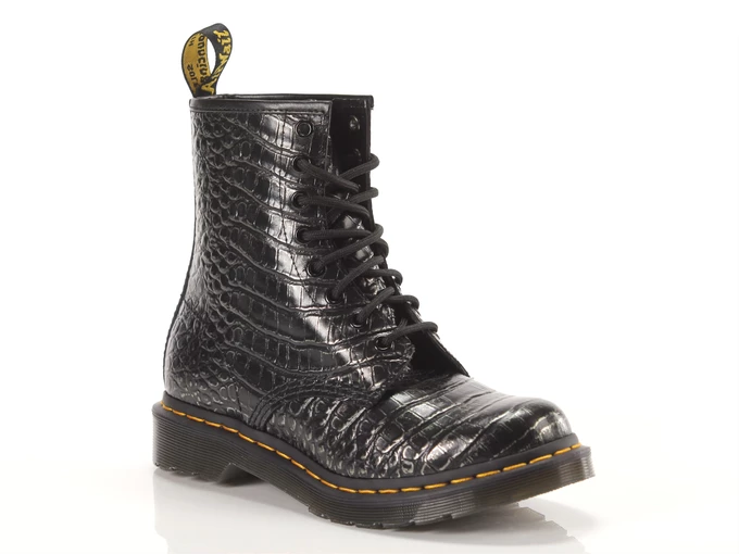 Dr Martens 1460 Gunmetal Croc Embross donna  27249029