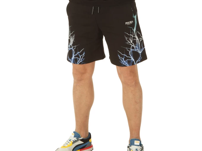 Phobia Archive Black Shorts With Blue Grey Lightblue Lightning man PH00119BLGRLB