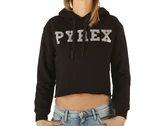 Pyrex Maglia Cappuccio Donna In Felpa Nero Glitter Argento woman 22EPB40741 NER