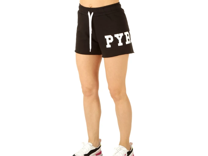 Pyrex Shorts Donna In Felpa Nero Stampa Bianca donna 