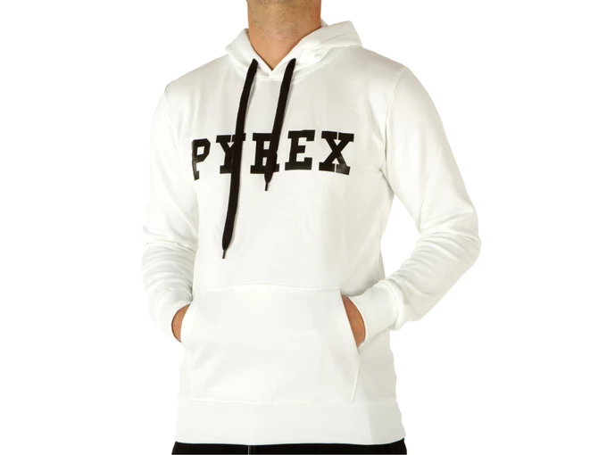 Pyrex Maglia Cappuccio In Felpa Uomo Bianco Stampa Nera man 22EPB40031 BIA