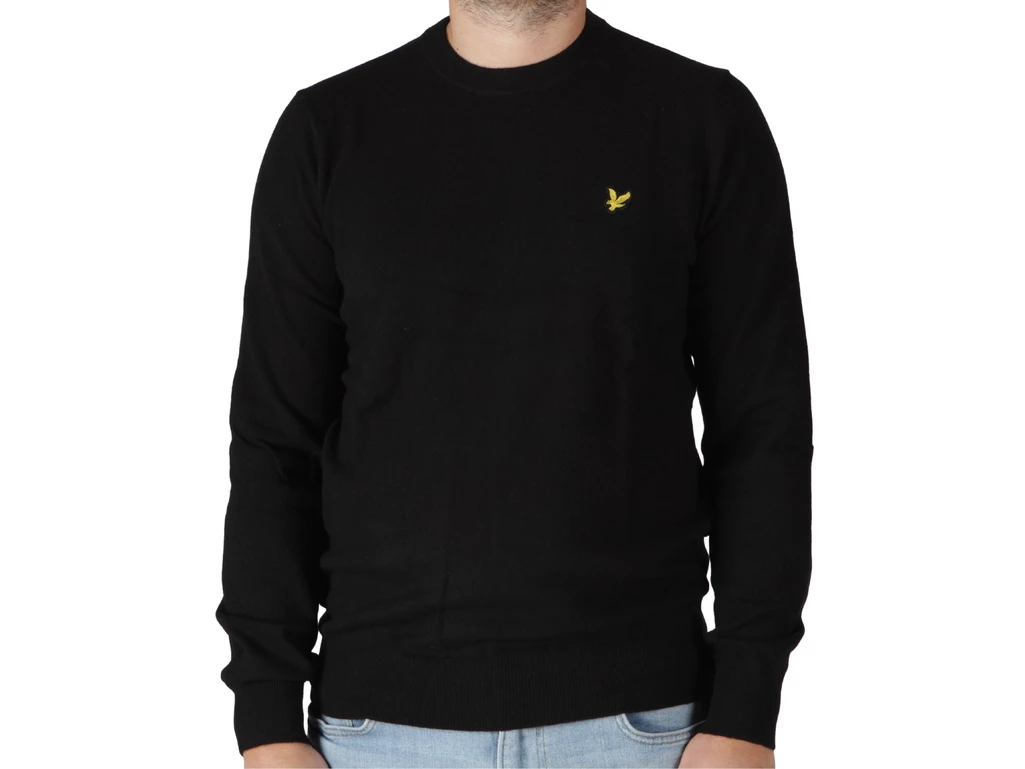 Lyle & Scott Lambswool Blend Crew Neck Jumper Jet Black Marl man KN2114V W155