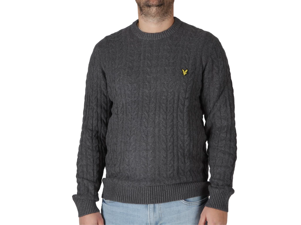 Lyle & Scott Cable Crew Neck Jumper Jet Black Marl man KN2115V W155