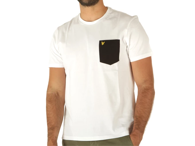 Lyle & Scott Contrast Pocket T-Shirt White Jet Black uomo 