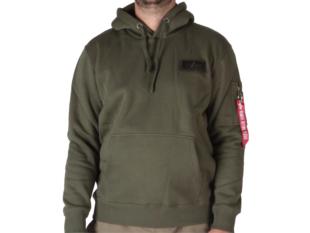 Alpha Industries Red Stripe Hoody Dark Green uomo  178314-257