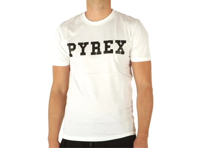 Pyrex T-Shirt In Jersey Uomo Bianco Stampa Nera uomo 