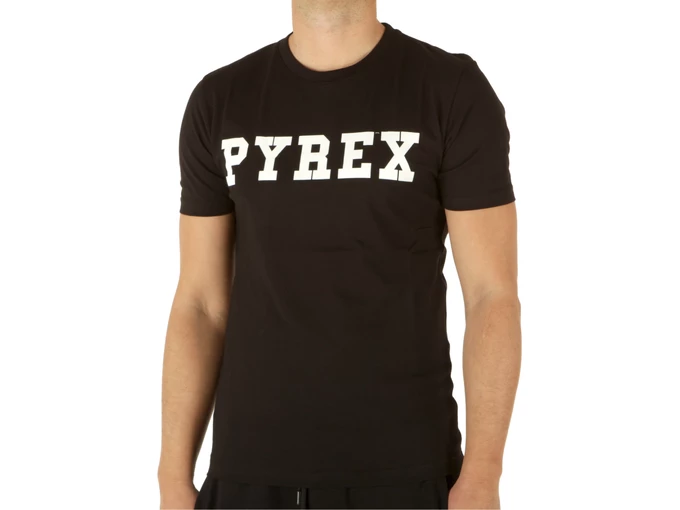 Pyrex T-Shirt In Jersey Uomo Nero Stampa Bianca man 22EPB34200 NEB