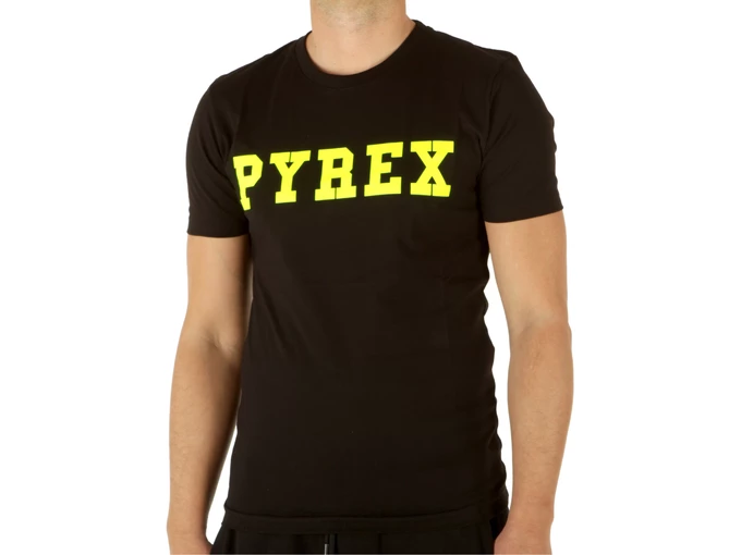 Pyrex T-Shirt In Jersey Uomo Nero Stampa Gialla uomo 