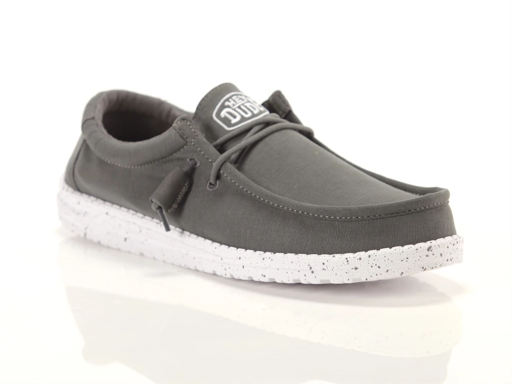 Hey Dude Wally Slub Canvas Dark Grey homme 40009-029