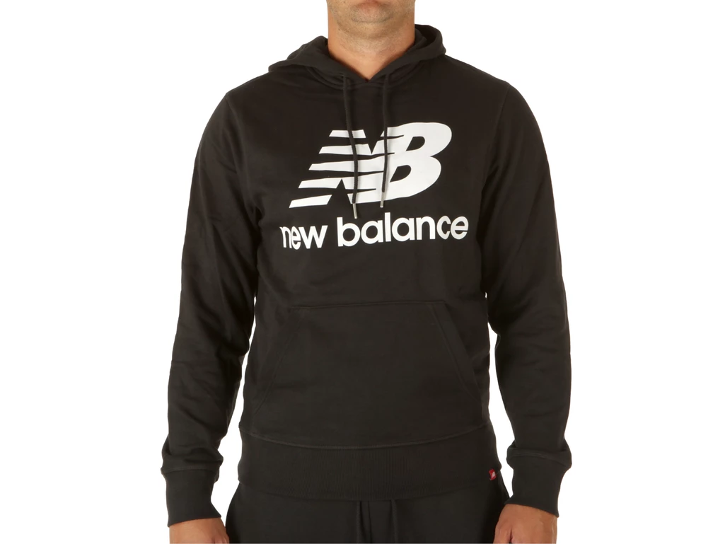 New Balance Essential Stacked Logo Po Hoodie Black man MT03558 BK