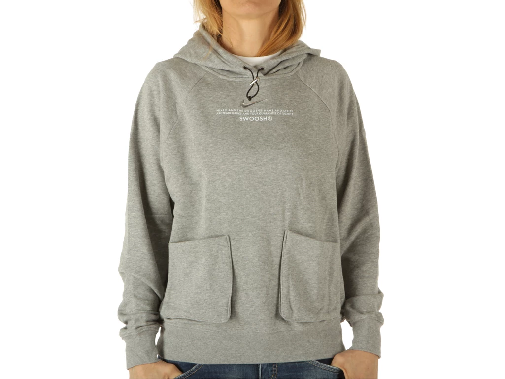 Nike W Nsw Swsh Hoodie Ft Dk Grey Heather White donna  CZ8896