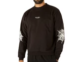 Phobia Archive Black Crewneck White Cobweb Print uomo 