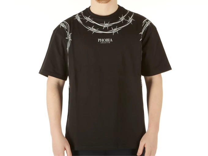 Phobia Archive T Shirt Black Barbed Wire uomo  PH/B1BARBEDWIRE