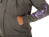 Phobia Archive Grey Zip Hoodie With Purple Lightning On Sleeves