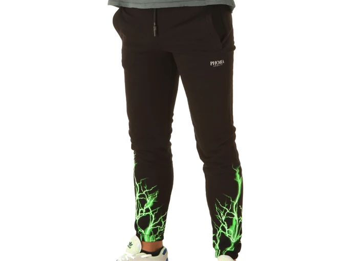 Phobia Archive Black Pants With Green Lightning uomo  PH00030GR