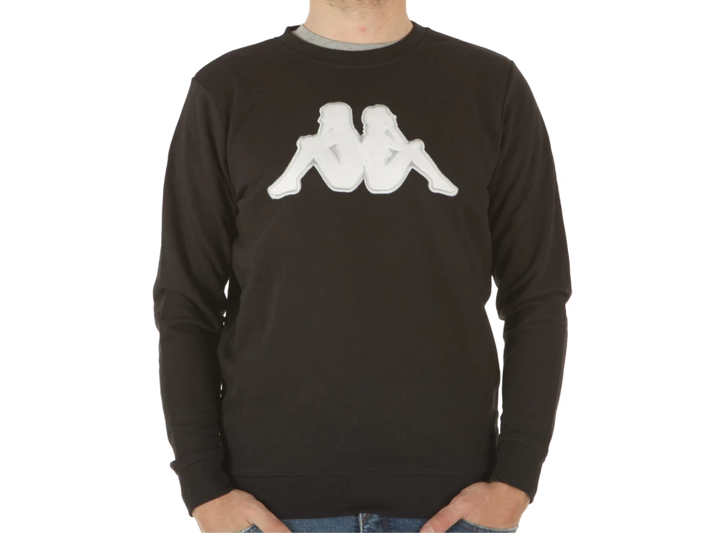 Kappa Authentic Tarvit Logo Sweat Black White Grey, Taglia M Uomo Colore Grigio|Bianco|Nero