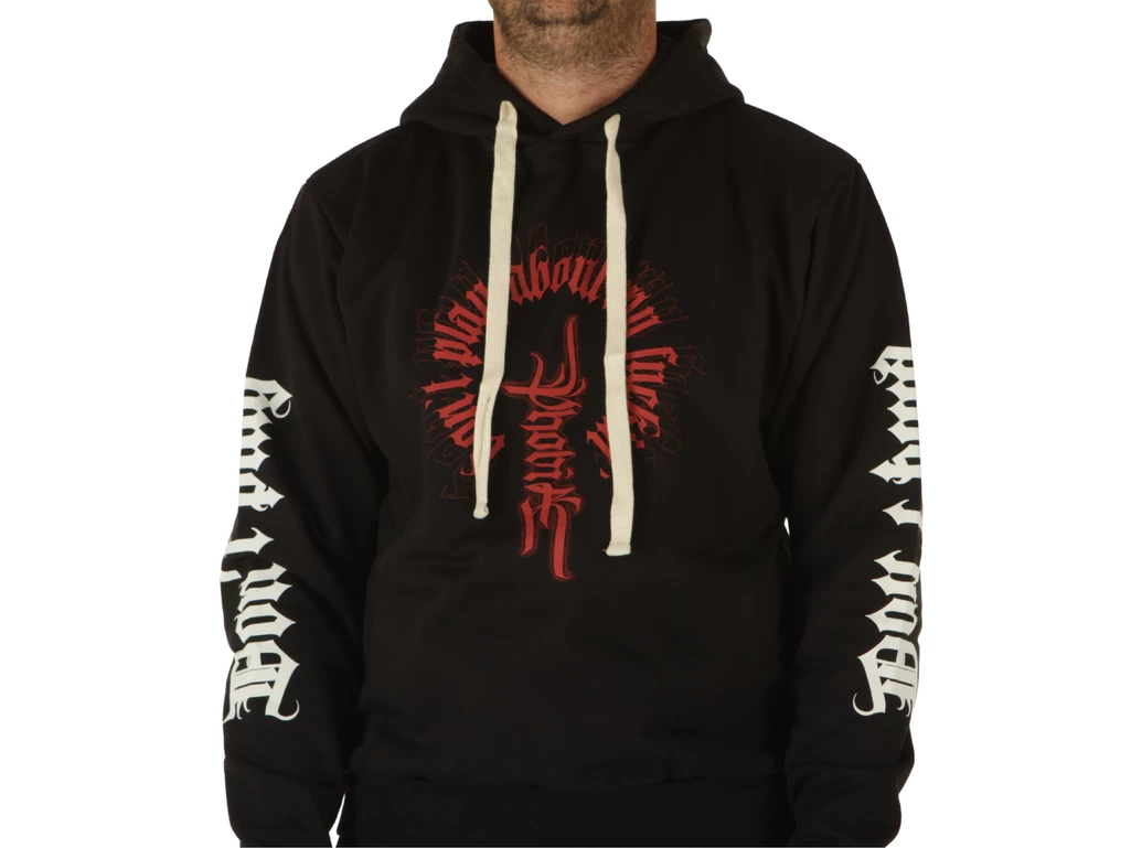 Phobia Archive Black Hoodie With Emis Killa Phobia Print uomo 