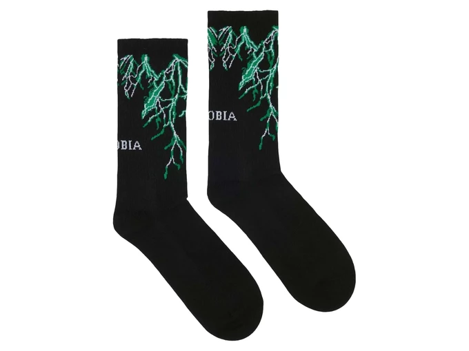 Phobia Archive Black Socks Green Lightning man PHA00055CZ
