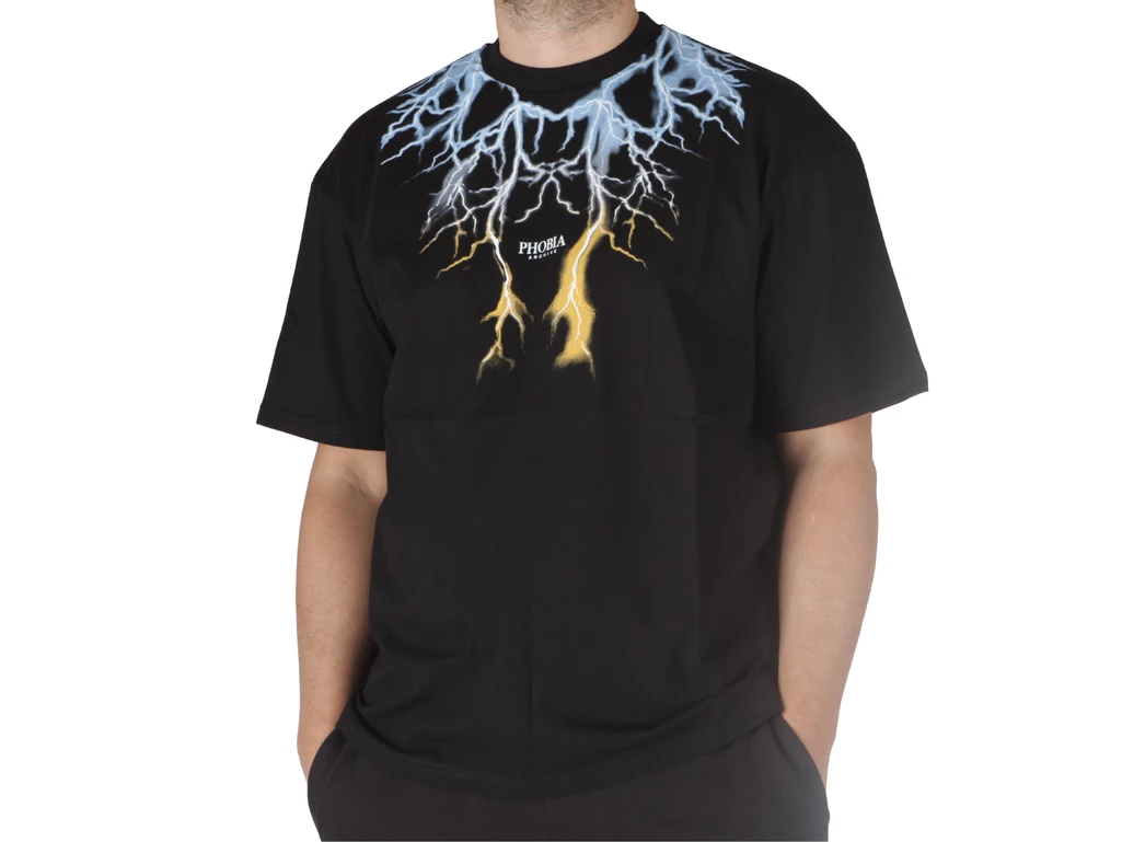 Phobia Archive Black T-shirt Bicolor Lightning homme PH00540