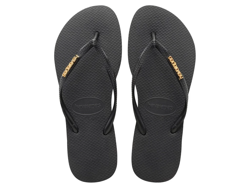 Havaianas Slim Logo Metallic Black Gold femme 4119875 1924