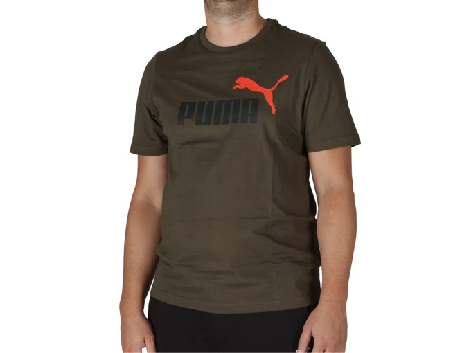 Puma Ess+ 2 Col Logo Tee Dark Olive homme 586759 76