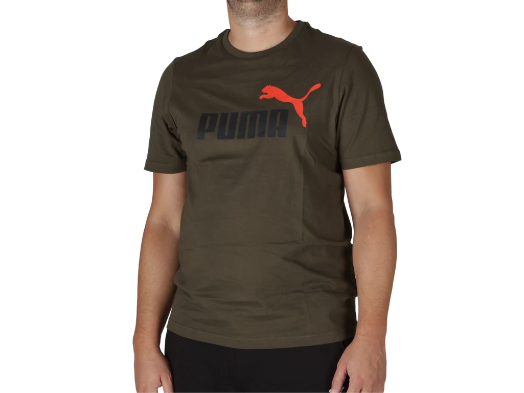 Puma Ess+ 2 Col Logo Tee Dark Olive homme 586759 76