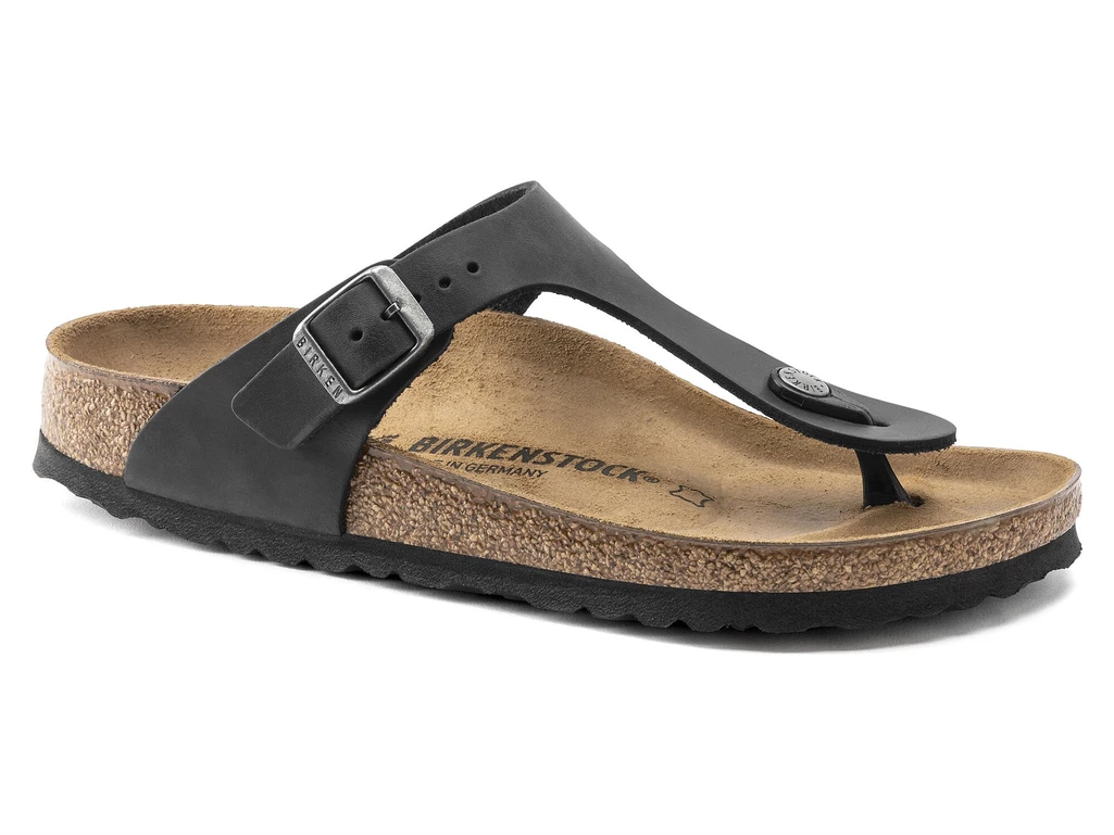 Birkenstock Gizeh Black Oiled Leather Regular mujer 845251 