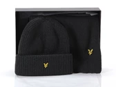 Lyle & Scott Lambswool Ribbed Beanie and Scarf set Mid Grey Marl homme GF2100A