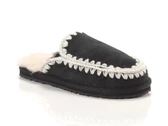 Mou Suede Slipper Full Eskimo Stitch Black Suede femme MU.FW161007A BKWHI