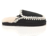 Mou Suede Slipper Full Eskimo Stitch Black Suede woman MU.FW161007A BKWHI