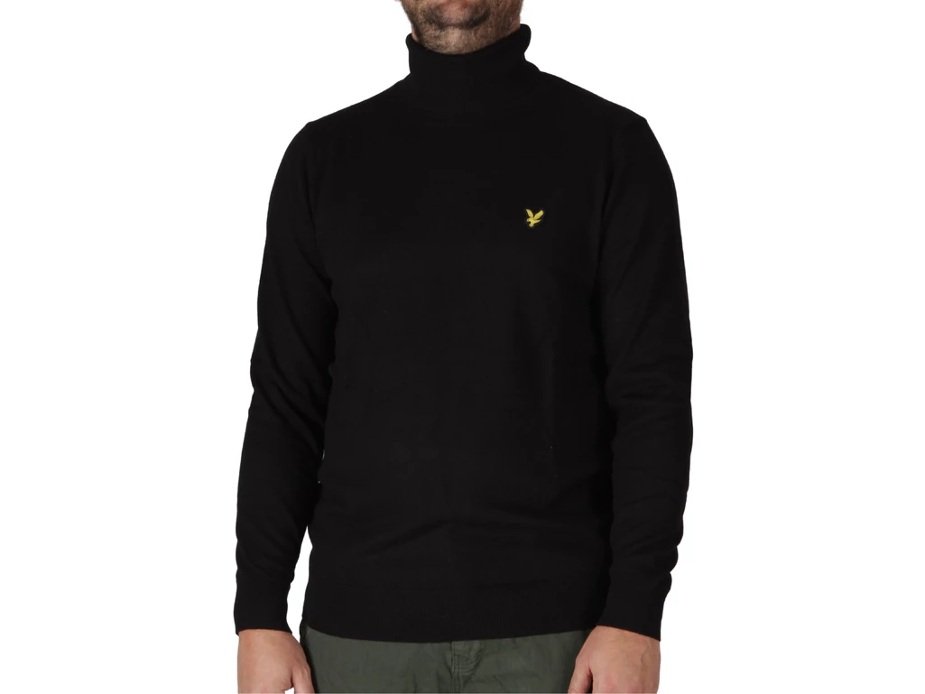 Lyle & Scott Cotton Merino Long Turtleneck Jumper Jet Black