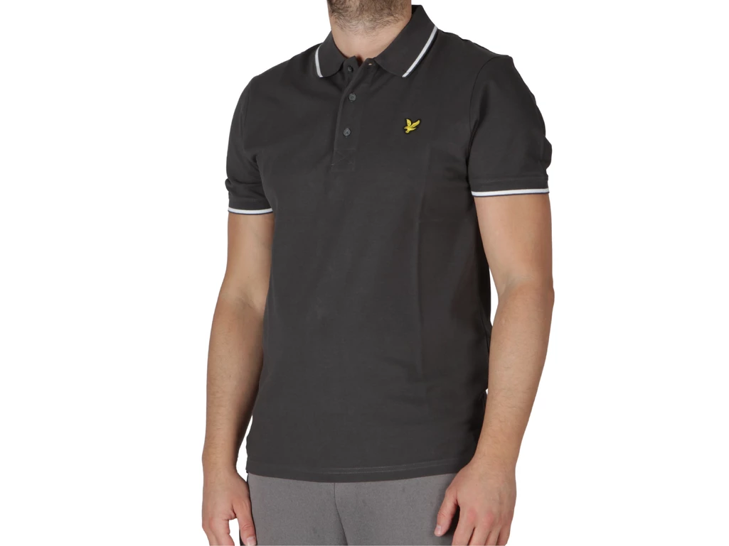 Lyle & Scott Tipped Polo Shirt Gun Metal White uomo  SP1524VOG