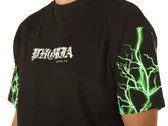 Phobia Archive Black T-Shirt With Green Lightning On Sleeves man PH00002GR