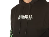 Phobia Archive Black Hoodie With Green Lightning On Sleeves man PH00073GR