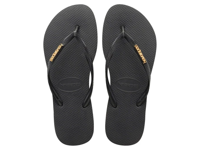 Havaianas Slim Logo Metallic Black Gold woman 4119875 1924