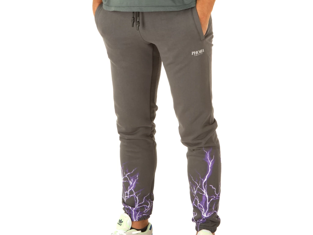 Phobia Archive Grey Pants With Purple Lightning man PH00034PU