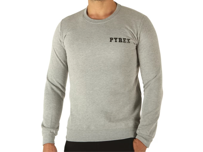 Pyrex Maglia Girocollo Uomo Felpa Grigio Chiaro Melange uomo 