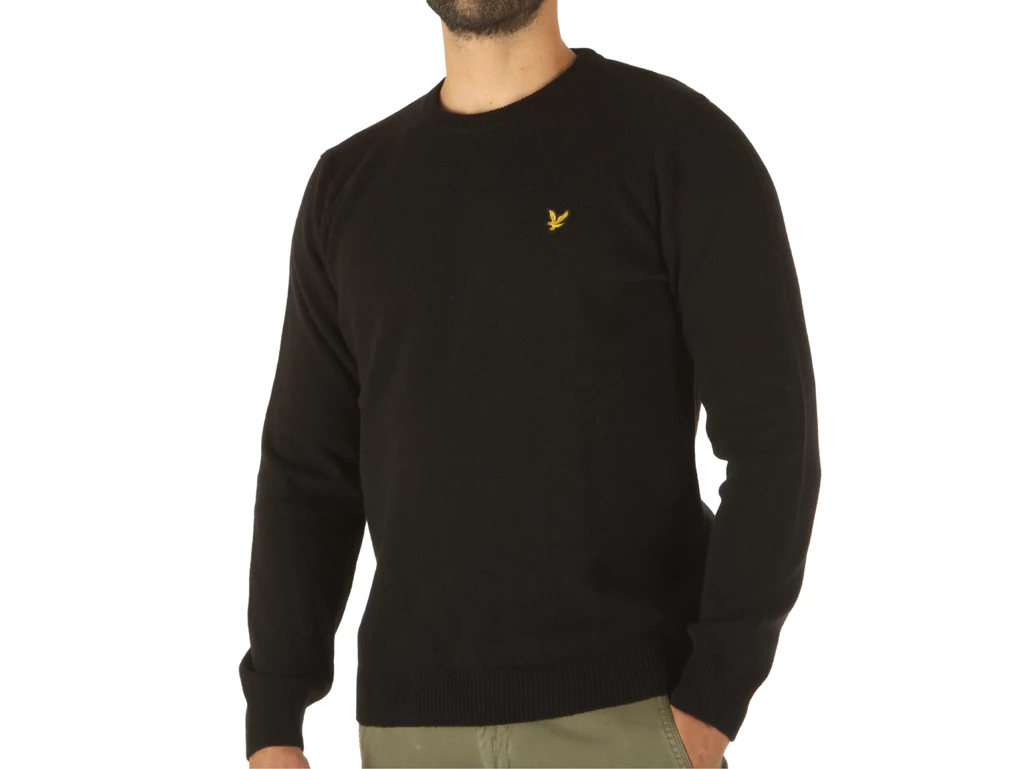 Lyle & Scott Crew Neck Lambswool Blend Jump Jet Black Marl hombre KN921VF W155 