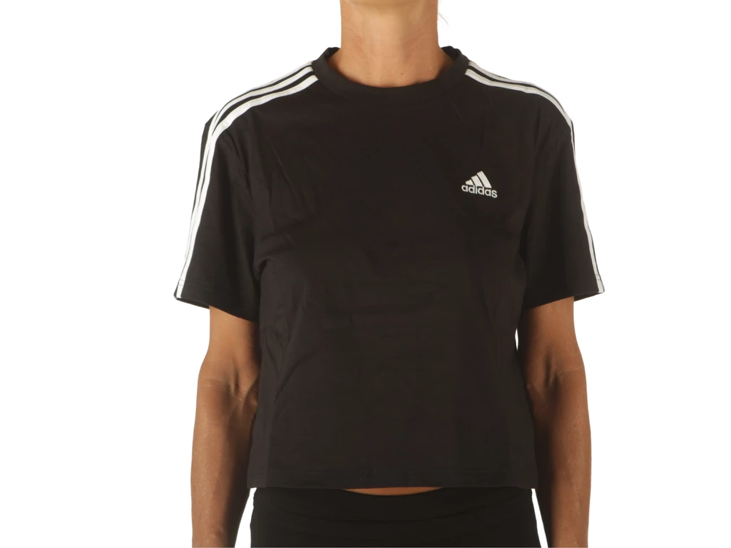 Adidas T-Shirt Crop 3S, Taglia S Donna Colore Nero